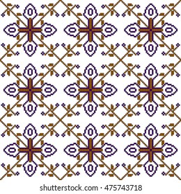 scheme for embroidery abstract nordic pattern, made of pixels. Vector illustration. For your design of fashion, wallpaper, textile business.