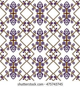 scheme for embroidery abstract nordic pattern, made of pixels. Vector illustration. For your design of fashion, wallpaper, textile business.