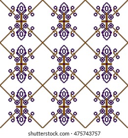 scheme for embroidery abstract nordic pattern, made of pixels. Vector illustration. For your design of fashion, wallpaper, textile business.