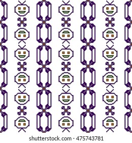 scheme for embroidery abstract nordic pattern, made of pixels. Vector illustration. For your design of fashion, wallpaper, textile business.
