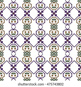 scheme for embroidery abstract nordic pattern, made of pixels. Vector illustration. For your design of fashion, wallpaper, textile business.