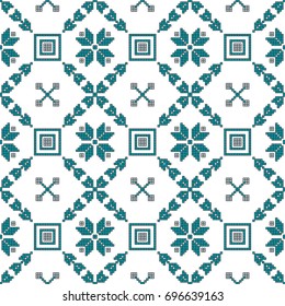 scheme for embroidery Cross stitch pattern for clothing. Mosaic seamless pattern. Ethnic ornament. vector. For embroidery pattern. for the textile industry, home crafts