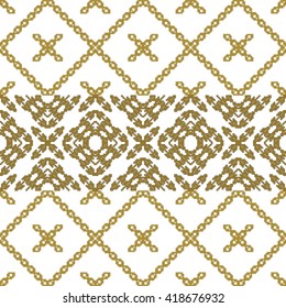 scheme for embroidery gold pattern, made of pixels. Vector illustration.For the design, printing, textile industry. Template pattern. Embroidery pattern. Vector pattern. Design pattern