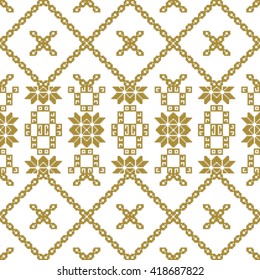 scheme for embroidery gold pattern, made of pixels. Vector illustration.For the design, printing, textile industry.