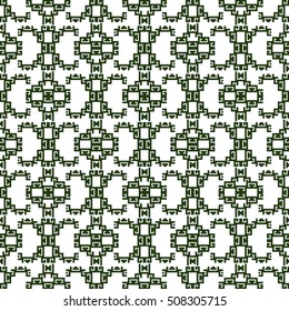 scheme for embroidery. Mosaic seamless pattern. Ethnic ornament. Vector Image. Green, golden, purple colors. For embroidery pattern. for the textile industry, home crafts
