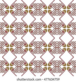 scheme for embroidery Nordic style, made of round pixels. Vector illustration. For the design, printing, textile industry. Blue color