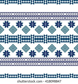 scheme for embroidery Nordic winter pattern, made of round pixels. Vector illustration. For the design, printing, textile industry. Blue color