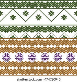 scheme for embroidery Nordic winter pattern, made of round pixels. Vector illustration. For the design, printing, textile industry. multi color