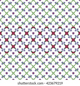 scheme for embroidery r pattern, made of round pixels. Vector illustration. For the design, printing, textile industry.