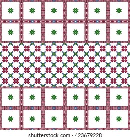 scheme for embroidery r pattern, made of round pixels. Vector illustration. For the design, printing, textile industry.
