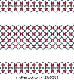 scheme for embroidery r pattern, made of round pixels. Vector illustration. For the design, printing, textile industry.