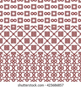 scheme for embroidery r pattern, made of round pixels. Vector illustration. For the design, printing, textile industry.