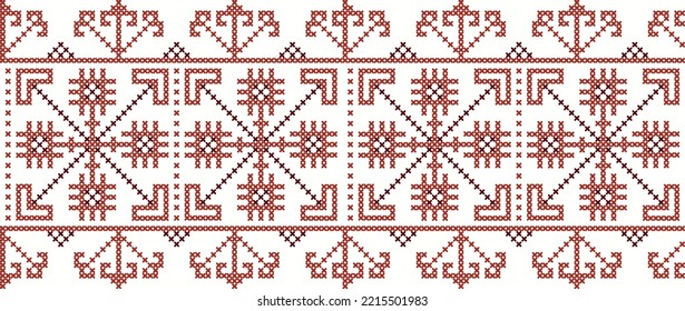 Scheme for embroidery stripe with diamonds Scandinavian style