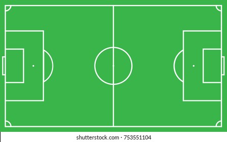 Scheme of the football field of green color, look from above. Vector illustration eps 10.