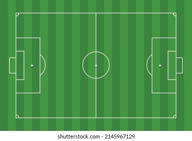 The scheme of the football field. Lawn or playground with markings for playing soccer. Isolated vector illustration.