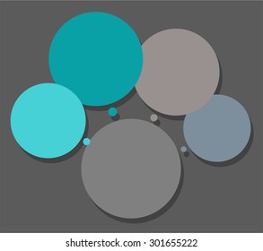 The scheme, four sectors, frame for text, infographics. Infographic, diagram, four frames for text, colored circles of different sizes on a dark background. Only five frames, sectors.  