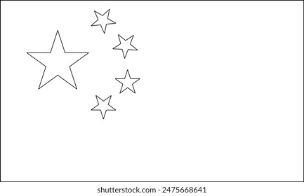 Scheme graphic China flag vector illustration isolated. Line contour China flag national symbol. Country in Asia sign. Patriotic sign. Heraldic drawing plan.