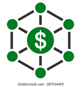 Scheme icon from Business Bicolor Set. This flat vector symbol uses green and gray colors, rounded angles, and isolated on a white background.