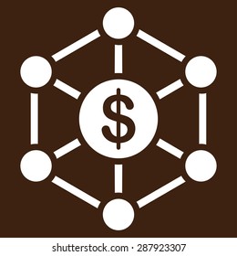 Scheme icon from Business Bicolor Set. This flat vector symbol uses white color, rounded angles, and isolated on a brown background.
