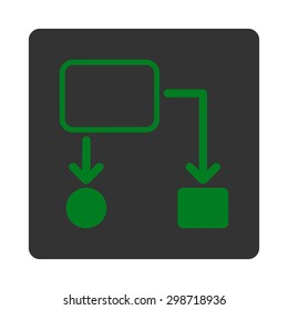 Scheme icon from Commerce Buttons OverColor Set. Vector style is green and gray colors, flat square rounded button, white background.