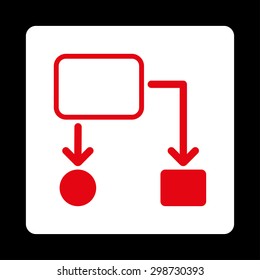 Scheme icon from Commerce Buttons OverColor Set. Vector style is red and white colors, flat square rounded button, black background.