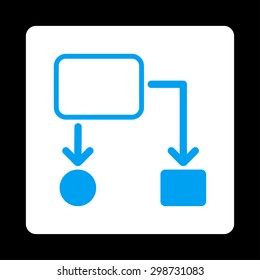 Scheme icon from Commerce Buttons OverColor Set. Vector style is blue and white colors, flat square rounded button, black background.