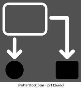 Scheme icon from Commerce Set. Vector style: bicolor flat symbol, black and white colors, rounded angles, gray background.