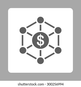 Scheme icon. This flat rounded square button uses dark gray and white colors and isolated on a silver background.