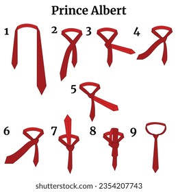 Scheme, infographics, step-by-step instructions for tying a tie. Vector illustration