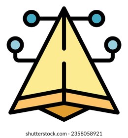 Scheme key point icon outline vector. Business tick. Core message color flat