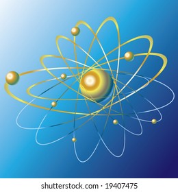 Scheme model of atom. Vector.