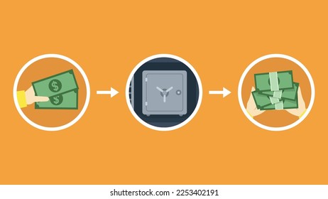 Scheme with money and safe