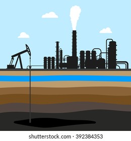 Scheme of oil production . industrial background. oil field