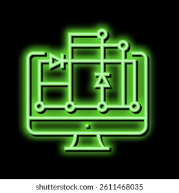 scheme on computer screen for semiconductor manufacturing neon light sign vector. scheme on computer screen for semiconductor manufacturing illustration