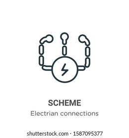 Scheme outline vector icon. Thin line black scheme icon, flat vector simple element illustration from editable electrian connections concept isolated on white background