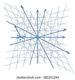 Scheme of physics, chemistry and sacred geometry. The science theme. 