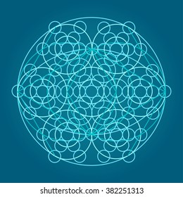 Scheme of physics, chemistry and sacred geometry. The science theme. 