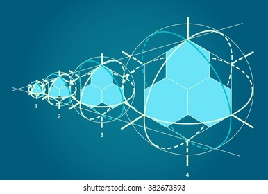 Scheme of physics, chemistry and sacred geometry. The science theme. 