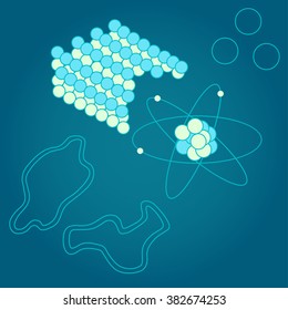 Scheme of physics, chemistry and sacred geometry. The science theme. 