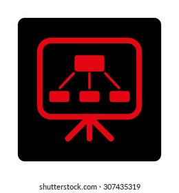 Scheme Screen vector icon. This flat rounded square button uses intensive red and black colors and isolated on a white background.