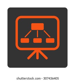 Scheme Screen vector icon. This flat rounded square button uses orange and gray colors and isolated on a white background.