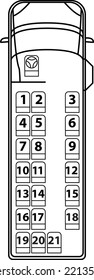 The scheme of seats in the shuttle bus