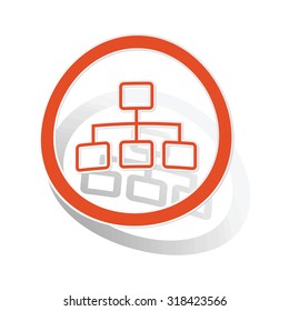 Scheme sign sticker, orange circle with image inside, on white background