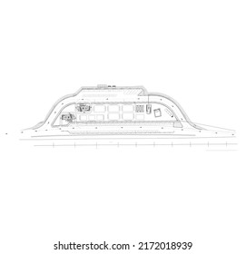 scheme and site plan of the toll rest area