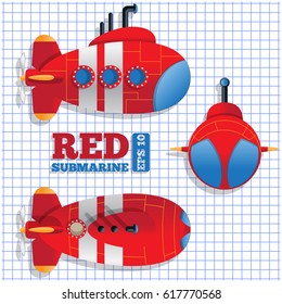 Scheme of a submarine. Vector illustration.