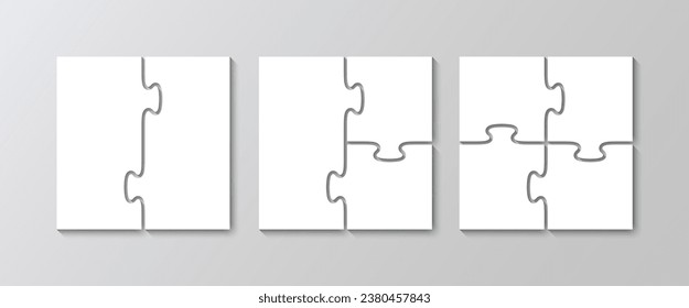 Scheme for thinking game. Simple mosaic background with separate details. Puzzle pieces. Jigsaw grids set. Cutting template. Frame tiles. Vector illustration.