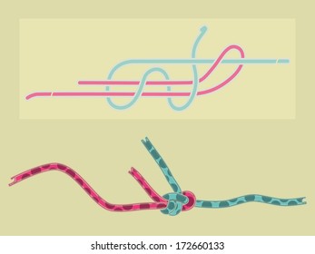 Scheme tying, weaving decorative abstract knot. Vector 