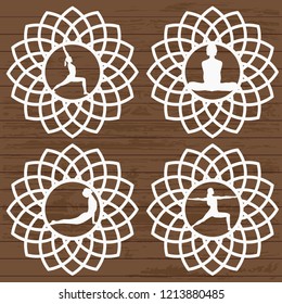 scheme with women doing yoga for laser cutting