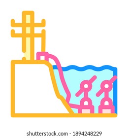 scheme of work tidal power plant color icon vector. scheme of work tidal power plant sign. isolated symbol illustration