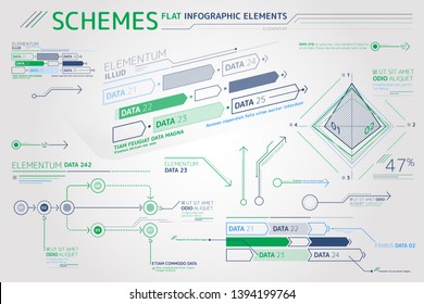 Schemes Flat Infographic Elements Collection